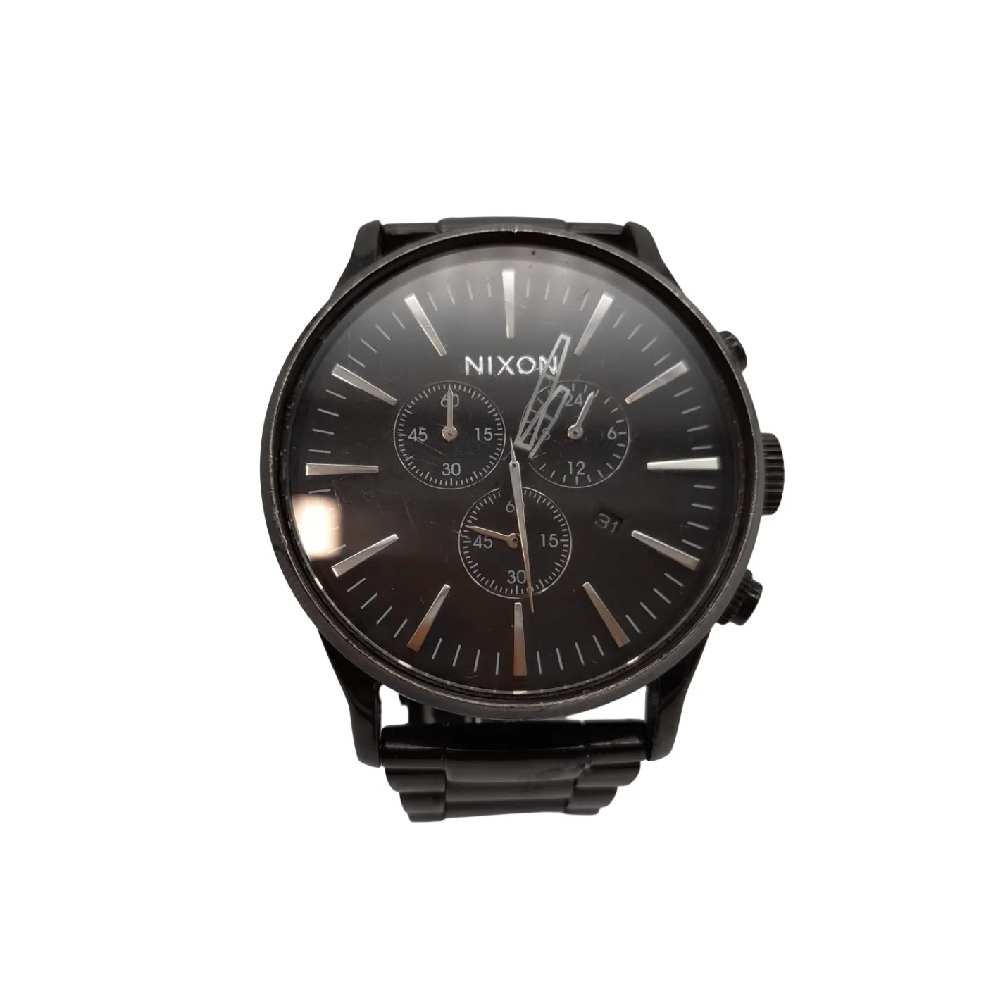 Nixon Never Be Late Black Stainless Steel Watch *Needs New Battery* (WL1425913)