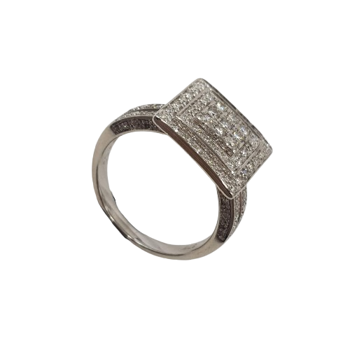 Ladies 9ct White Gold Brilliant Cut Diamond Square Cluster Ring 0.50ct TDW O With Valuation