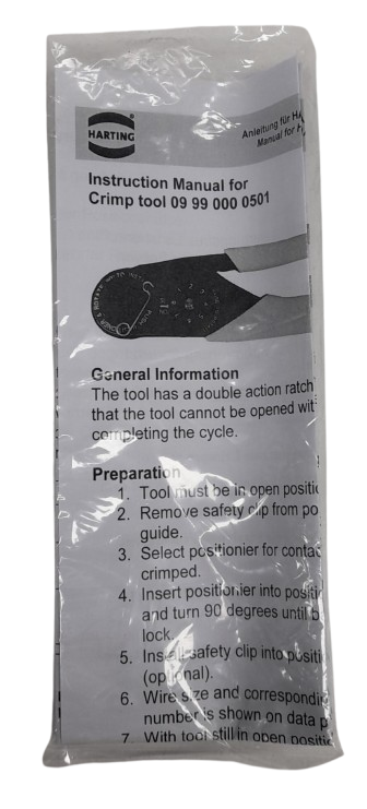 HARTING 09990000501 Hand Ratcheting Crimp Tool Brand New