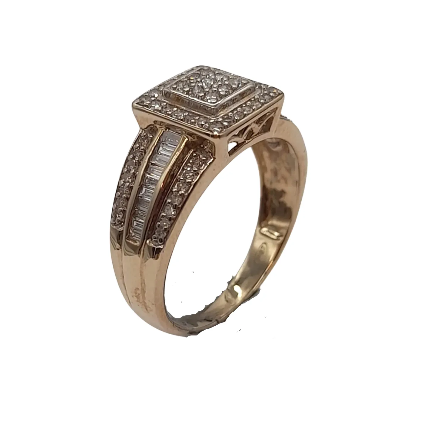 Ladies 9ct Yellow Gold 81 Stone Diamond Cluster Ring Brilliant Cut Rhodium Plated Grain Set 0.5ct TDW P 7 3/4 with Valuation
