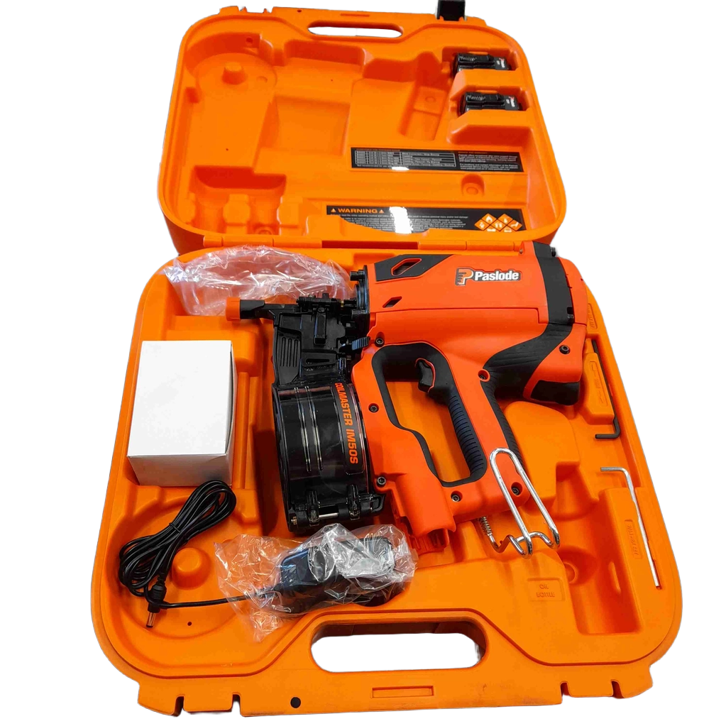 Paslode Impulse IM50S Cordless Coil Nail Gun B40001 With 2 Batteries Charger And Case (GE)