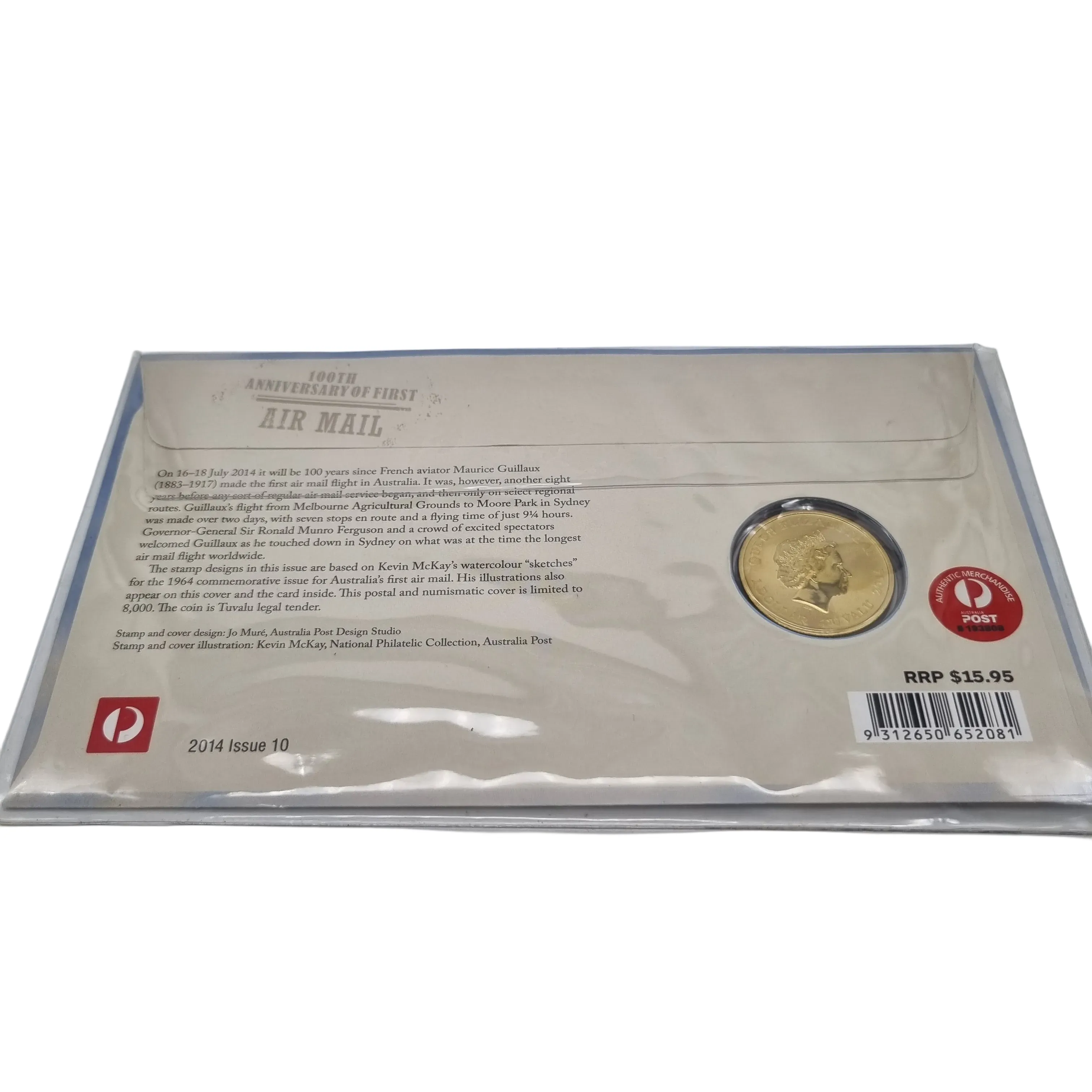 Australia Post: 2014 $1 Coin & Stamp Cover – 100th Anniversary of First Air Mail