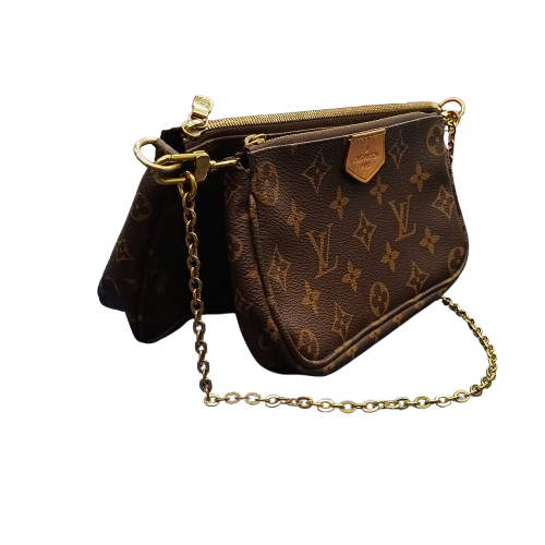 Louis Vuitton Multi Pochette Accessoires Set of 3 Small Bags with Gold Hardware and Green Strap (CP)