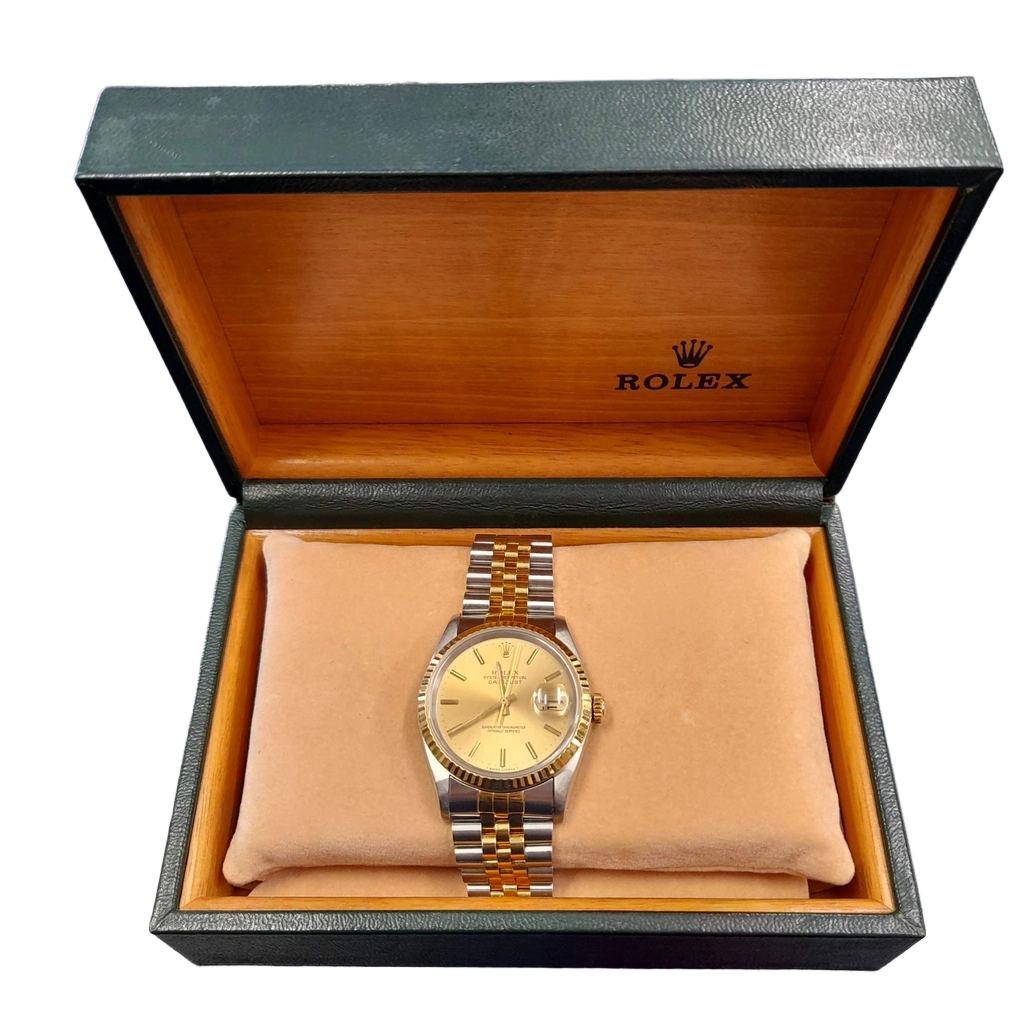 Rolex Datejust 36 (36mm) 16233 Two-Tone Gold and Silver Men’s Watch With Box And COA (GE 1415207)