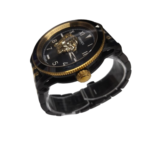 Versace V-Palazzo Men’s Watch VE2V00422 Black Dial Two-Tone Stainless Steel with Box and Authentication (LN)