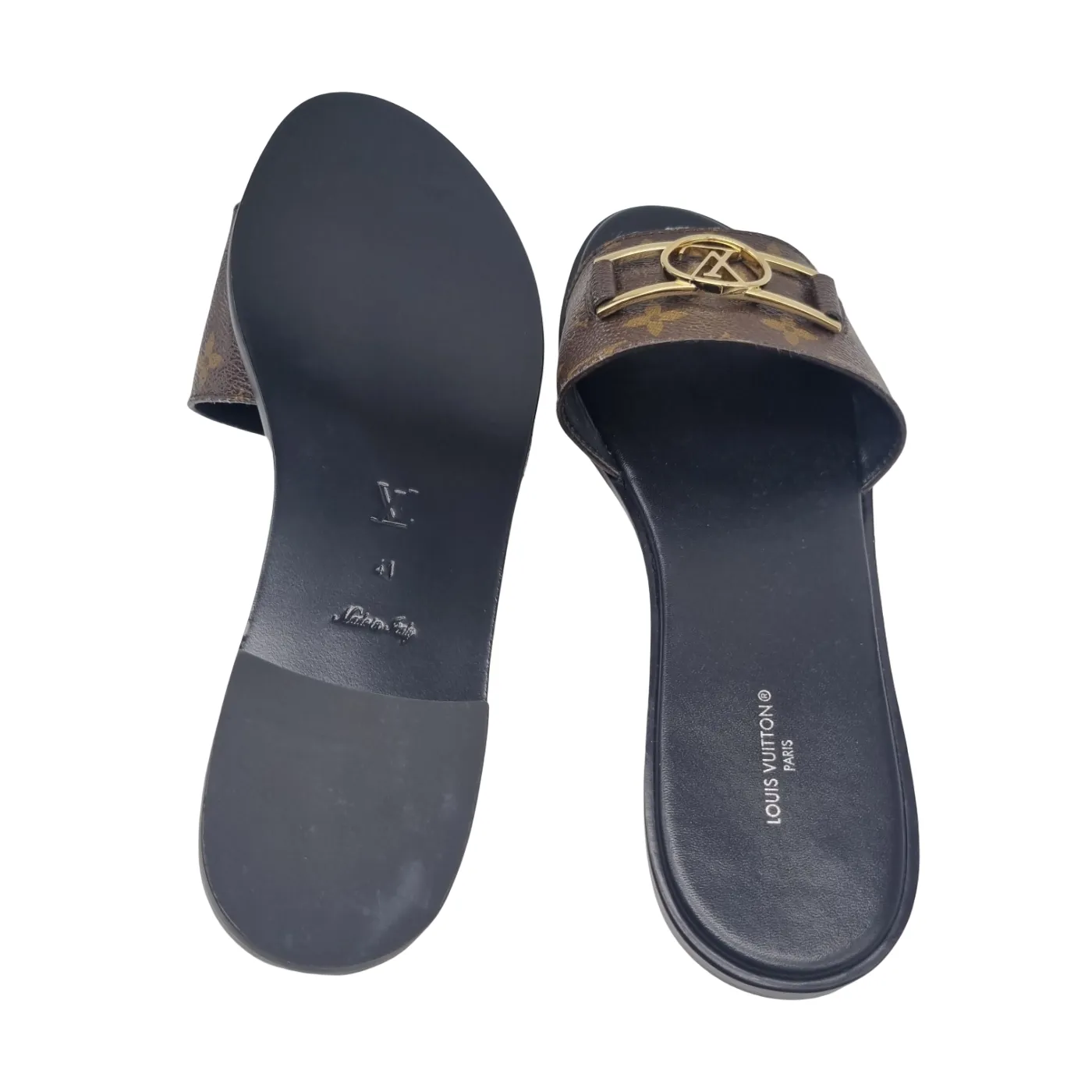 Louis Vuitton Lock It Flat Mule Brown Size 41 With Dustbags, Receipt and Carry Bag (wr1376357)