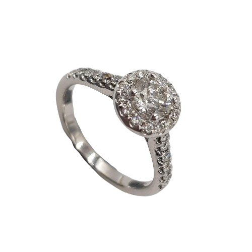 Ladies 14ct White Gold Brilliant Cut Diamond Cluster Ring 0.79ct TDW J 1/2 With Valuation