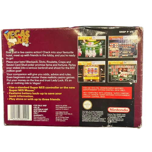 Vegas Stakes Super Nintendo Game (MK)