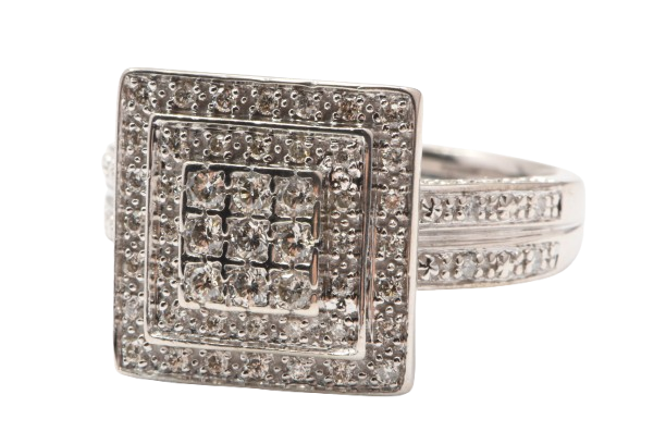 Ladies 9ct White Gold Brilliant Cut Diamond Square Cluster Ring 0.50ct TDW O With Valuation