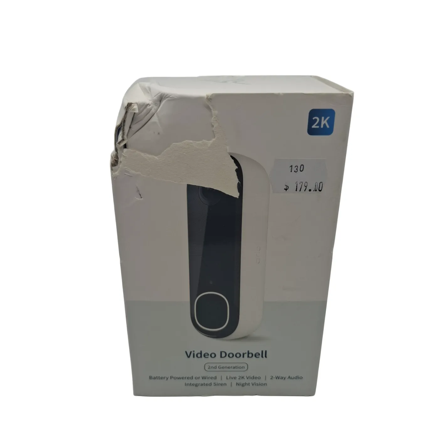 Arlo Video Doorbell White As New – Sealed in Broken Box (WR)