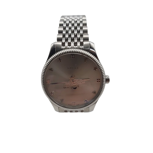Ladies Silver Gucci Watch YA1264153 With Box, Reciept And Spare Links – Ticking