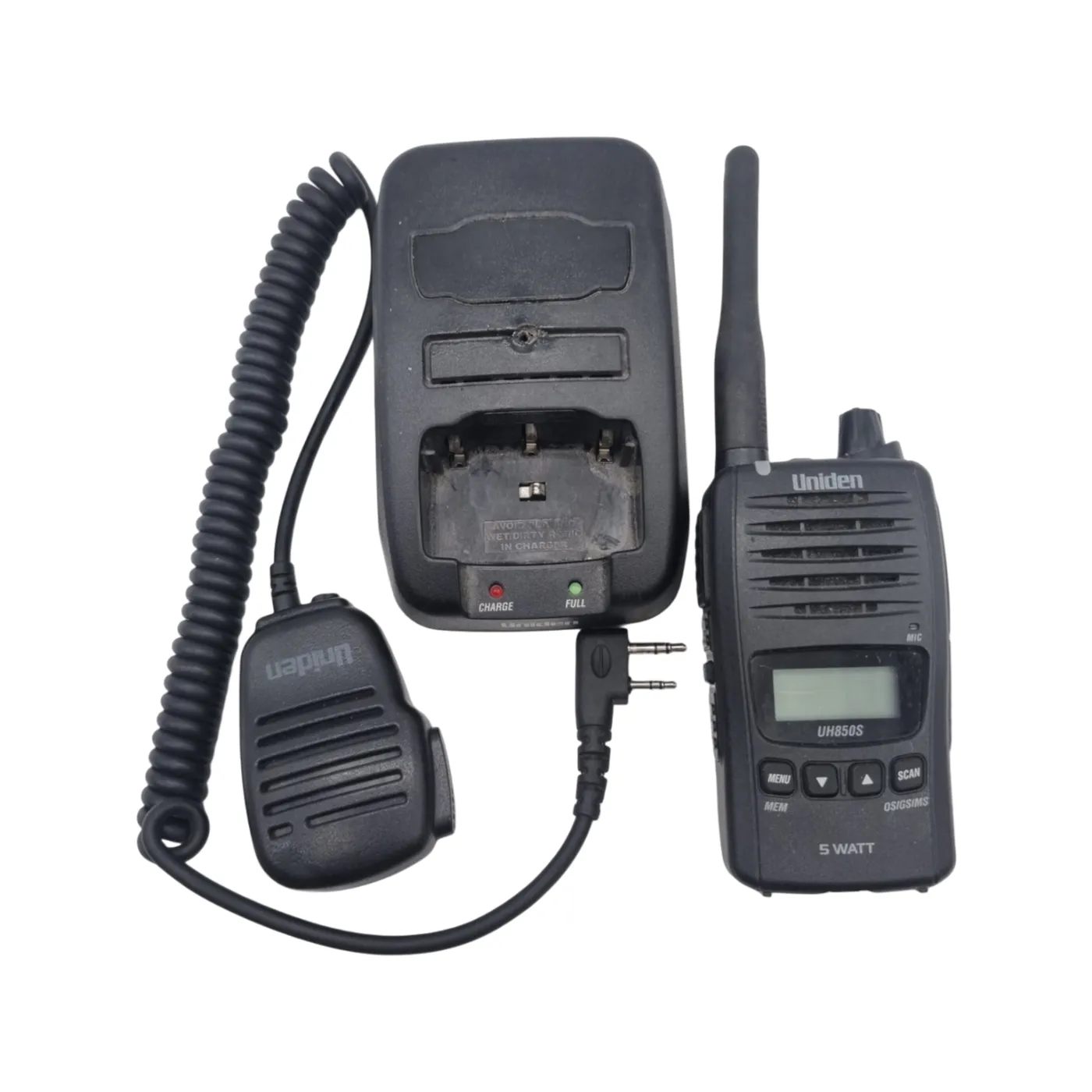 Uniden Walkie Talkie UH850S with Dock and Microphone – No Cord – WR 1356209