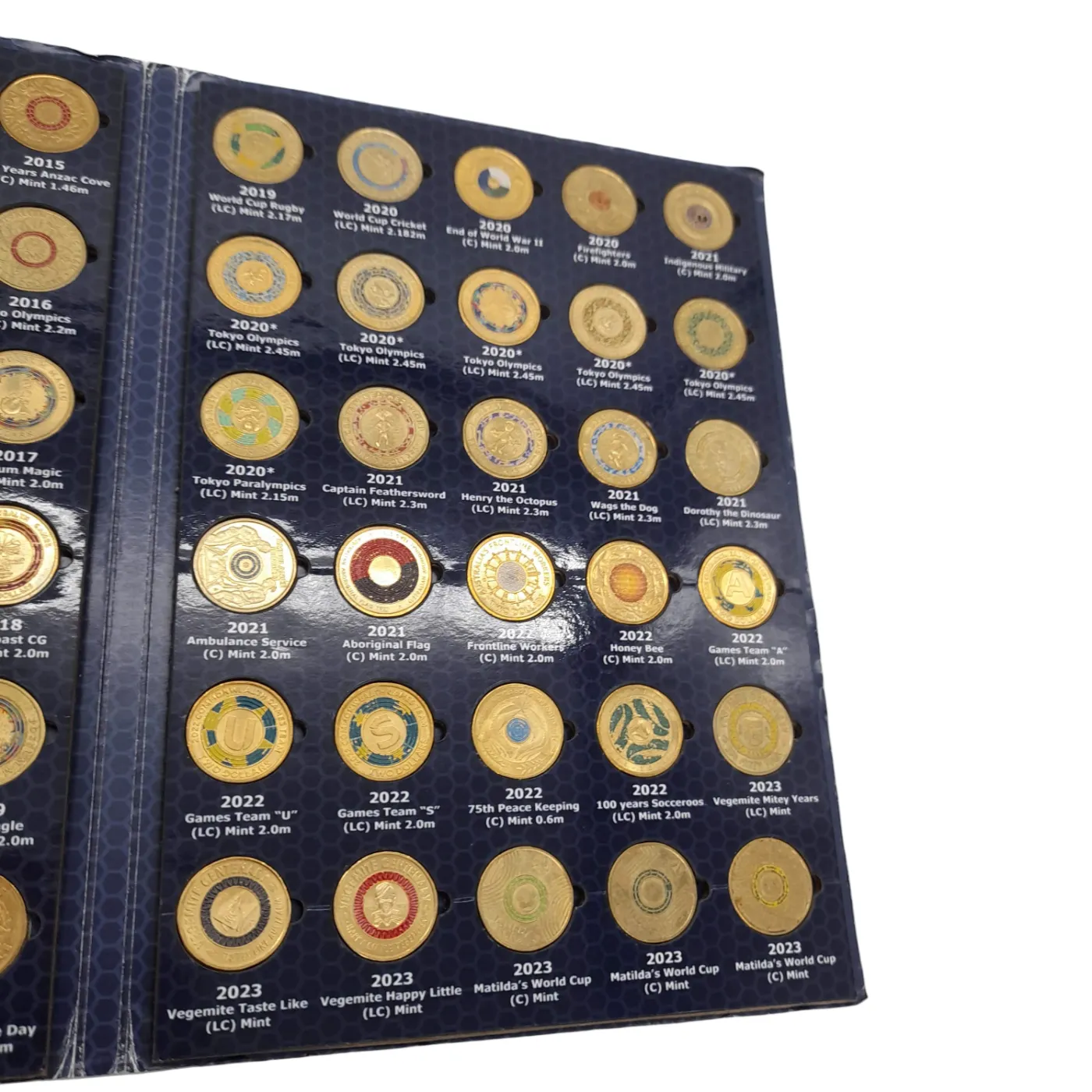 Australian $2 Coin Collection – Circulated In Blue Album (2012 Red Poppy Face Worn) (WL)