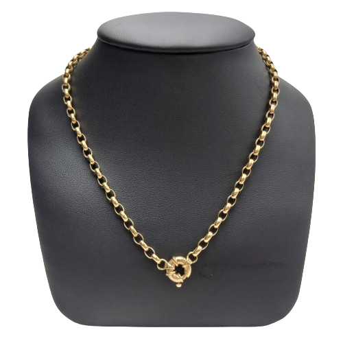 9CT Yellow Gold Belcher Necklace with Euro Bolt Clasp 375 – 16.9g, 45cm, 4mm Wide