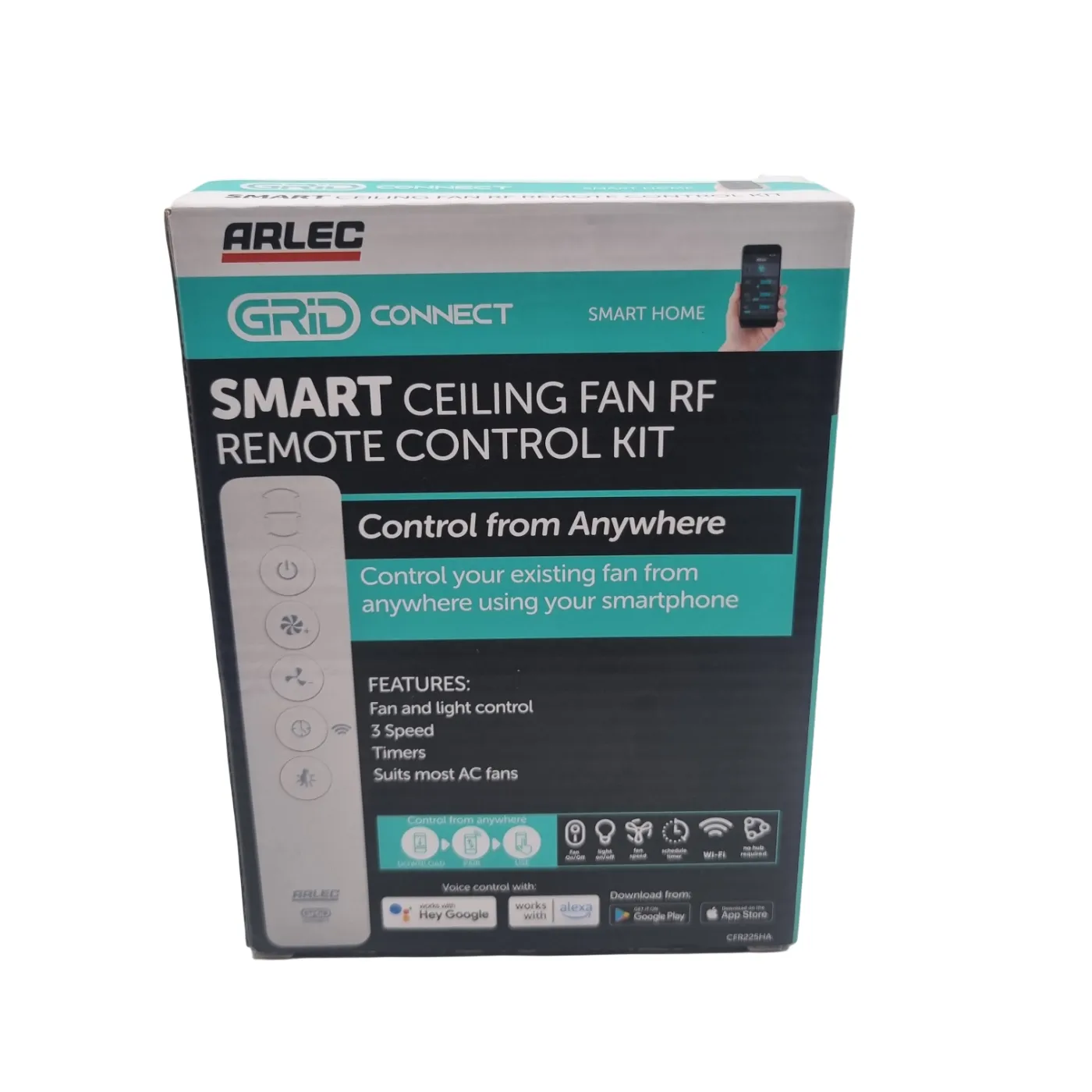 Arlec Grid Connect Smart Ceiling Fan Remote Control Kit (Cfr225ha) In Box + Receiver