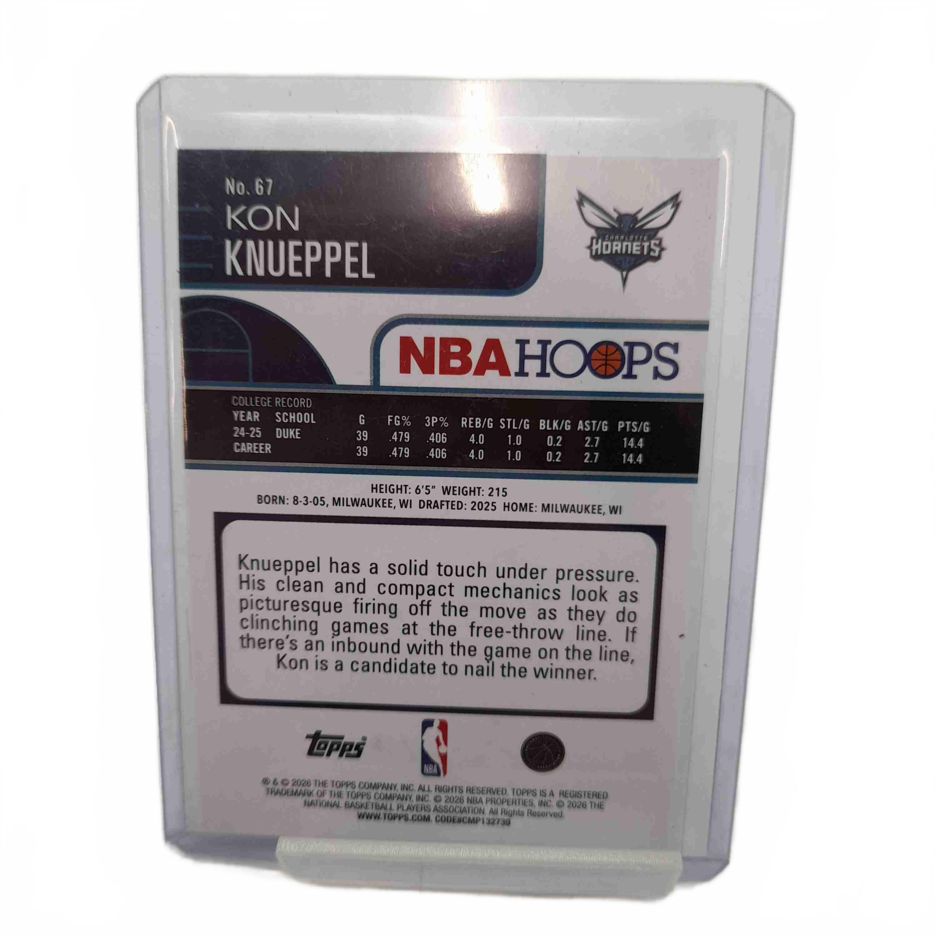 Topps Trading Card Kon Knueppel #67 (WL 1436559)