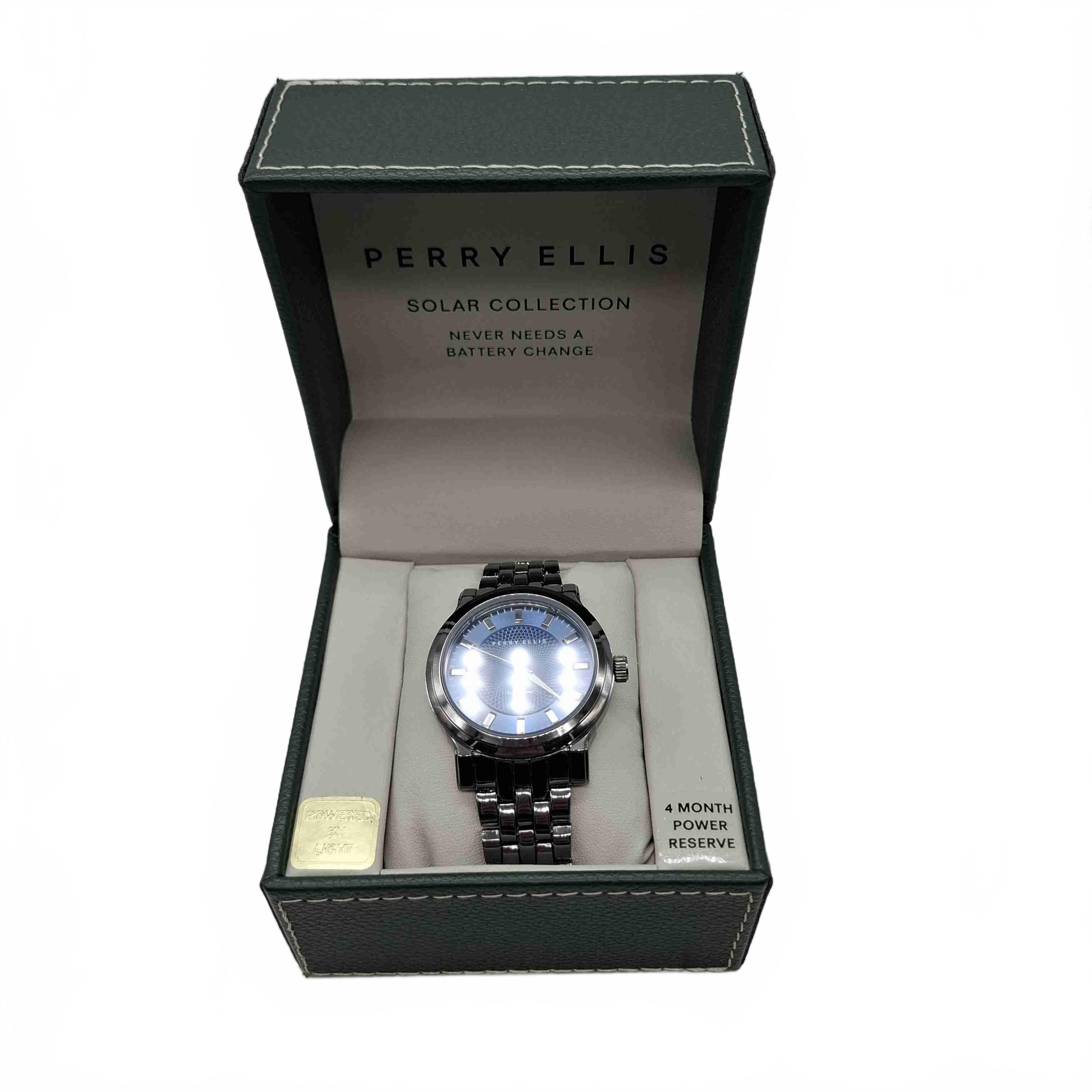 Perry Ellis Solar Power Watch PES0013GU Blue Black Steel Analogue Men’s Watch With Box (WR 1432592)