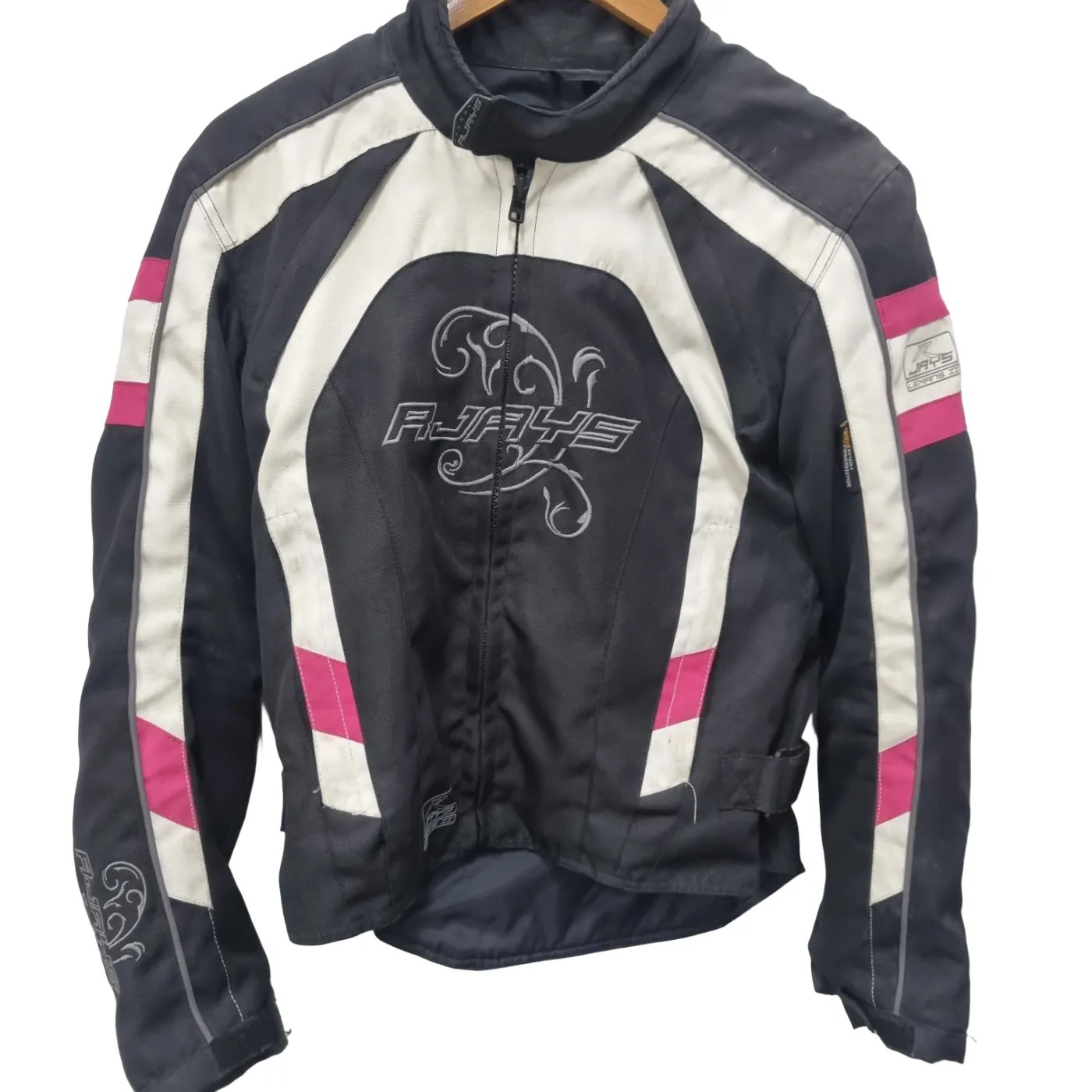 Womens Rjays Motorbike Jacket Pink White Black – Size DS (WR 1417426)