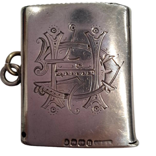 Vesta Case Silver Circa 1880-1890 Boat Picture (JN)