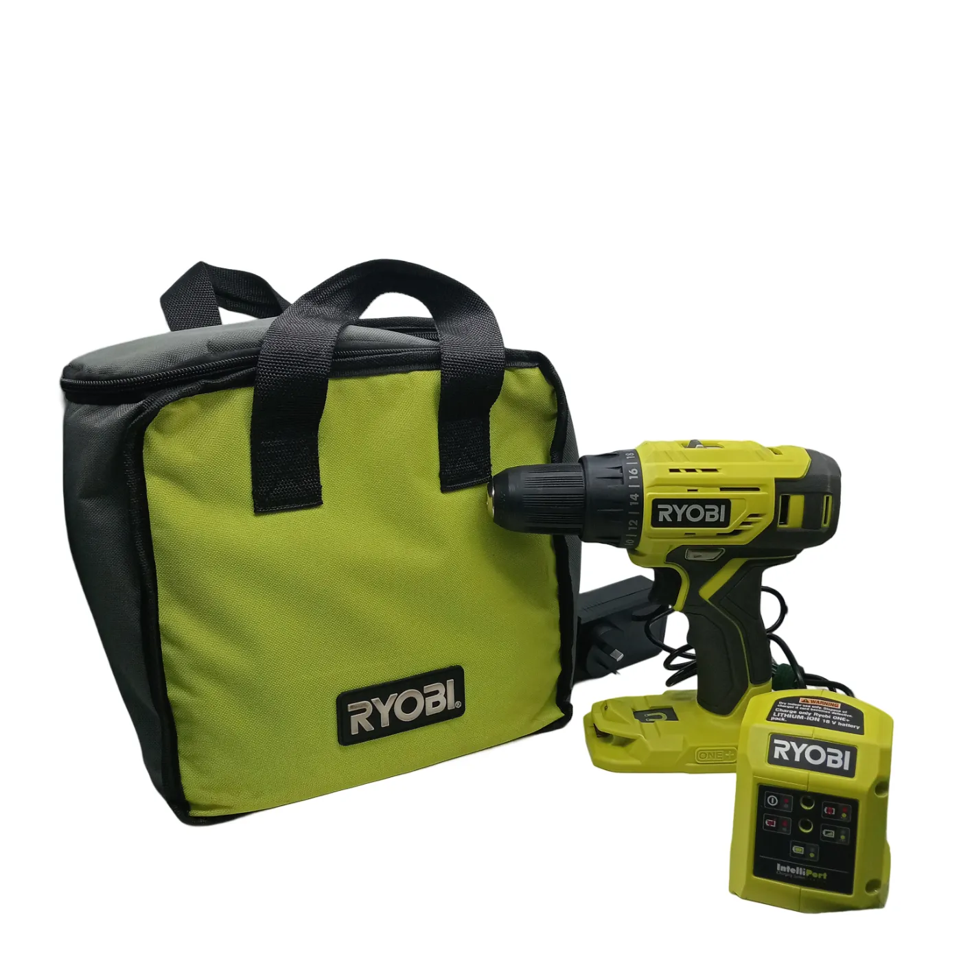 Ryobi Drill Kit R18DD4 with Carry Bag, Battery, Charger, Hammer & Drill Bits (WR 1361291)