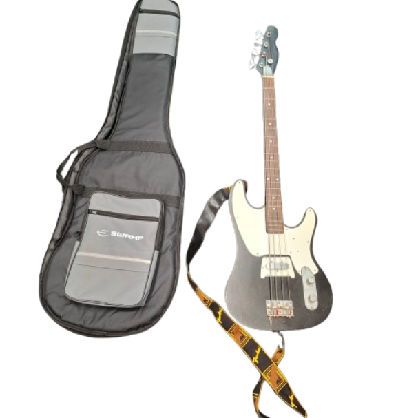 Used 4-String Black Bass Guitar with Strap and Soft Case (JN) Pickup