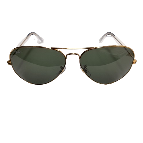 Ray-Ban RB3026 Aviator Large Metal II Sunglasses Gold/Green with Case (LN)
