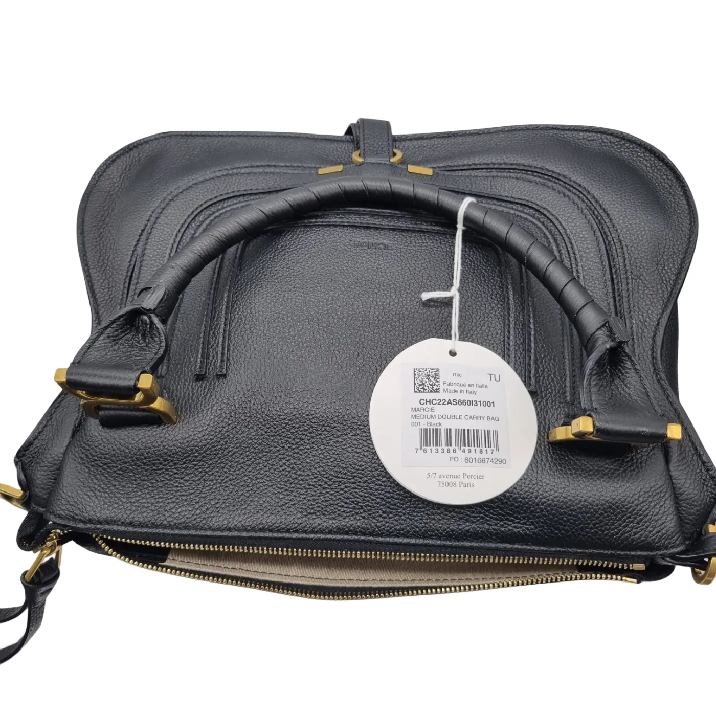 Chloé Marcie Medium Double Carry Bag – Black Leather + Box + Dustbag + Invoice (RRP: $3,360)