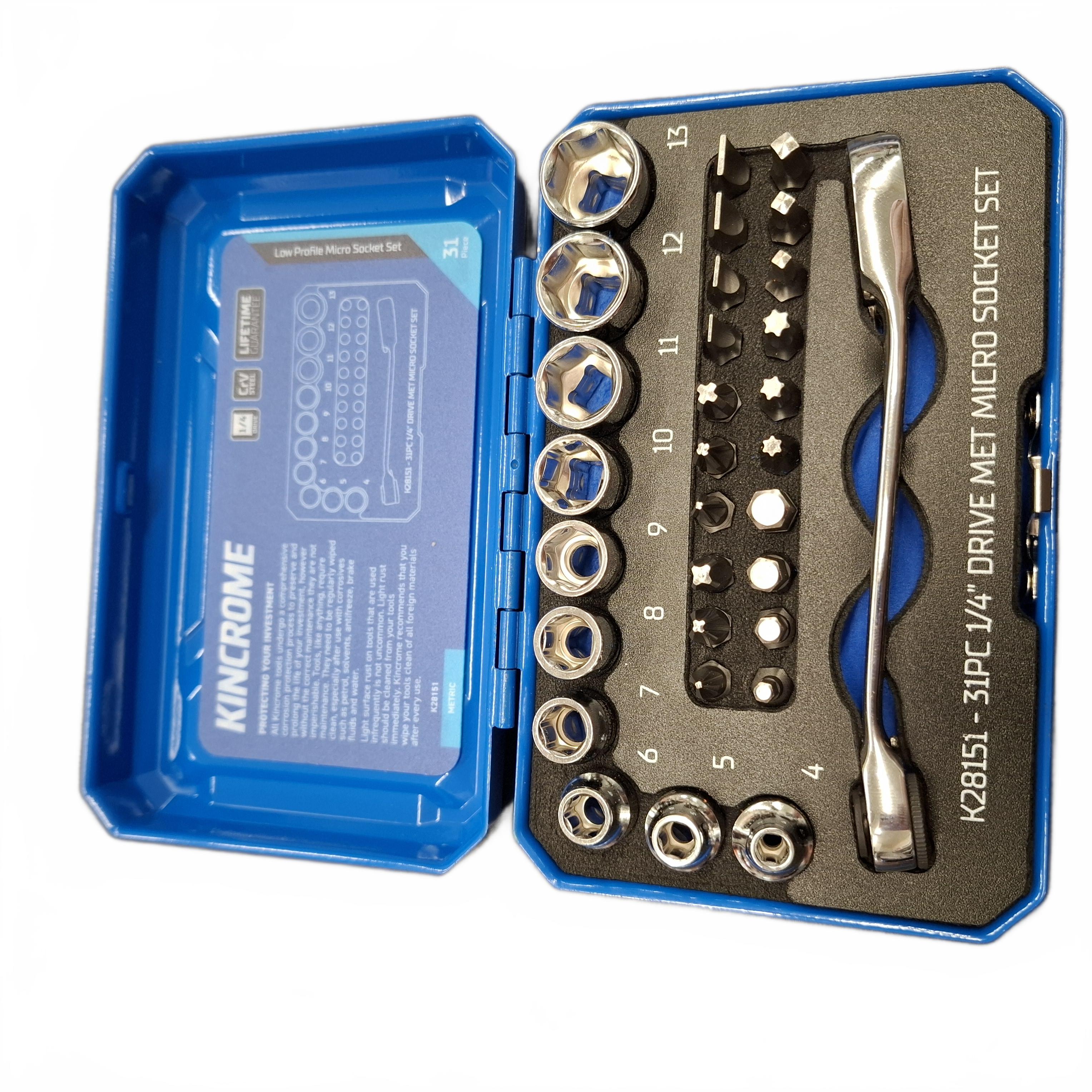 Kincrome Socket Set K28151 31 Piece 1/4 Inch Drive Micro Metric (JN)