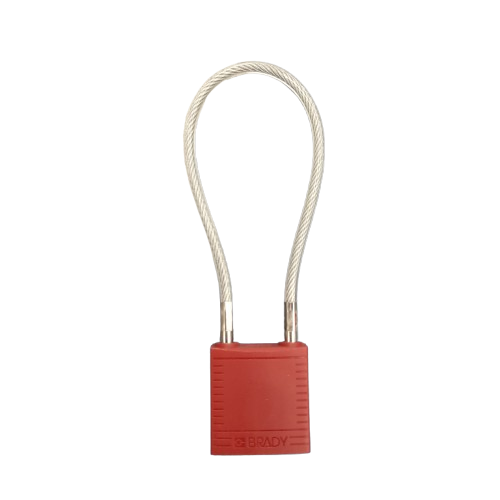 Brady Red 1-Lock Rugged Reinforced Nylon Body with Sheathed Steel Cable Keyed Padlocks (JN)