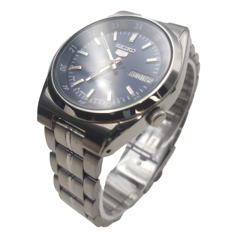 Vintage SEIKO 5 Blue 7S26-02C0 Railway Time Automatic Watch With Box and Spare Links