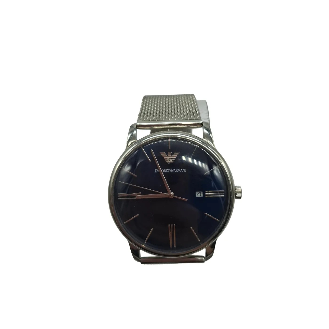Emporio Armani Men’s Watch 252311 Silver Steel Band Analogue Blue Circle (WR 1413923)