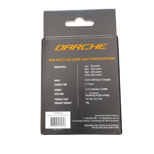 Darche Mini LED Camp Light T50802012 Black (LN)