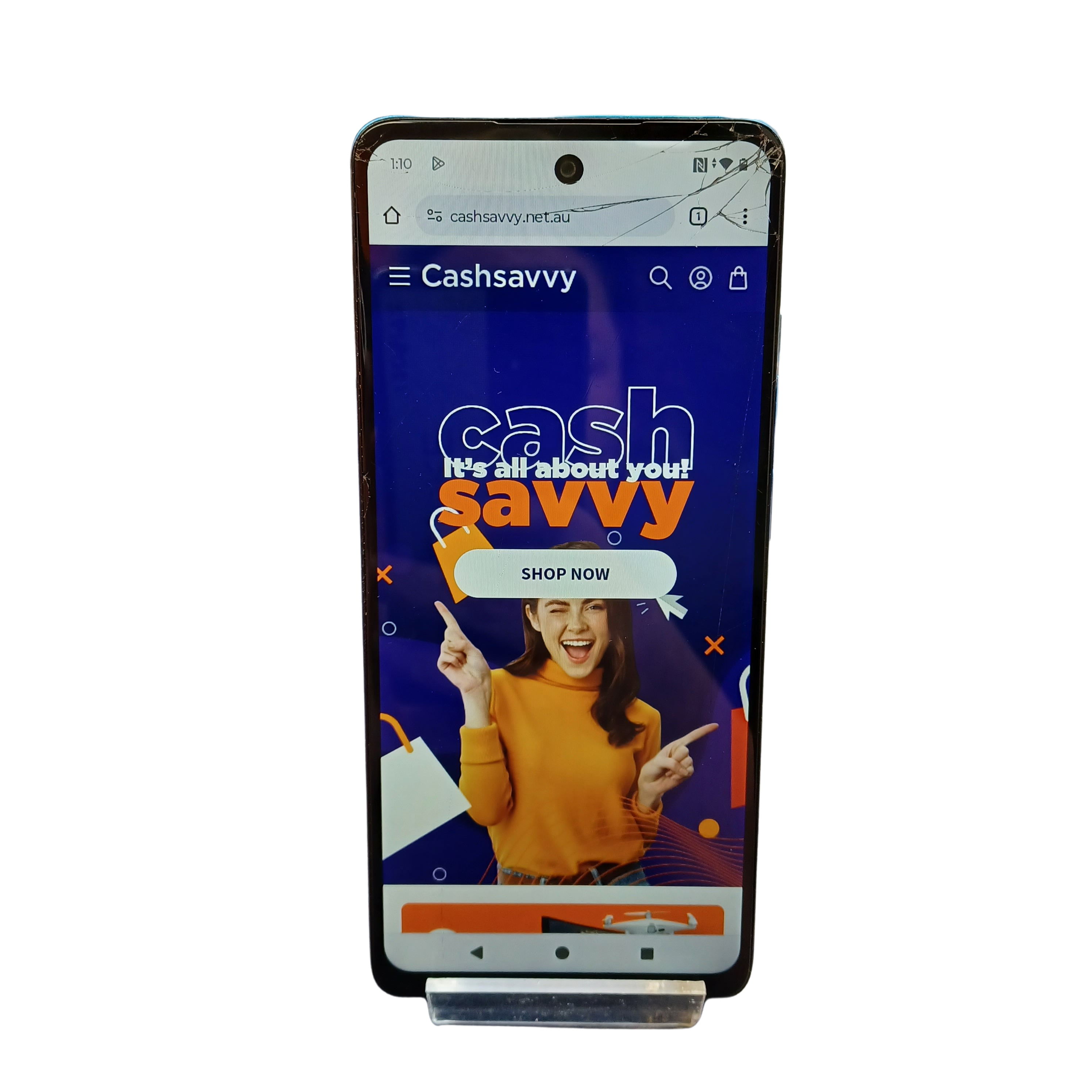 Motorolla G04 64GB Satin Blue Mobile Phone Sold As Is Cracked Screen Missing Sim Tray