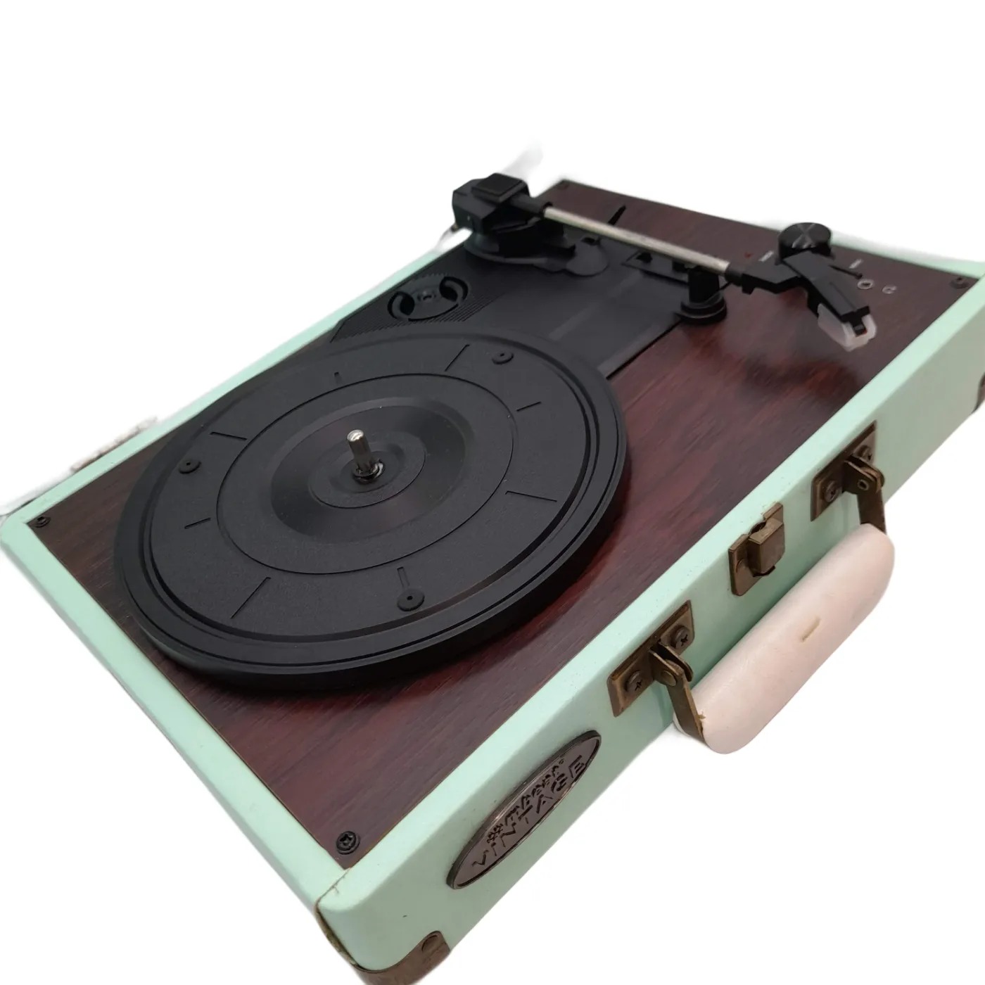 Mbeat MB-TR89L Woodstock Retro Turntable Record Player Teal + Adapter (WL1410844)