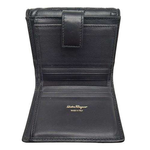 Salvatore Ferragamo Wallet Quilting Gancini Black Authenticity certified by Entrupy
