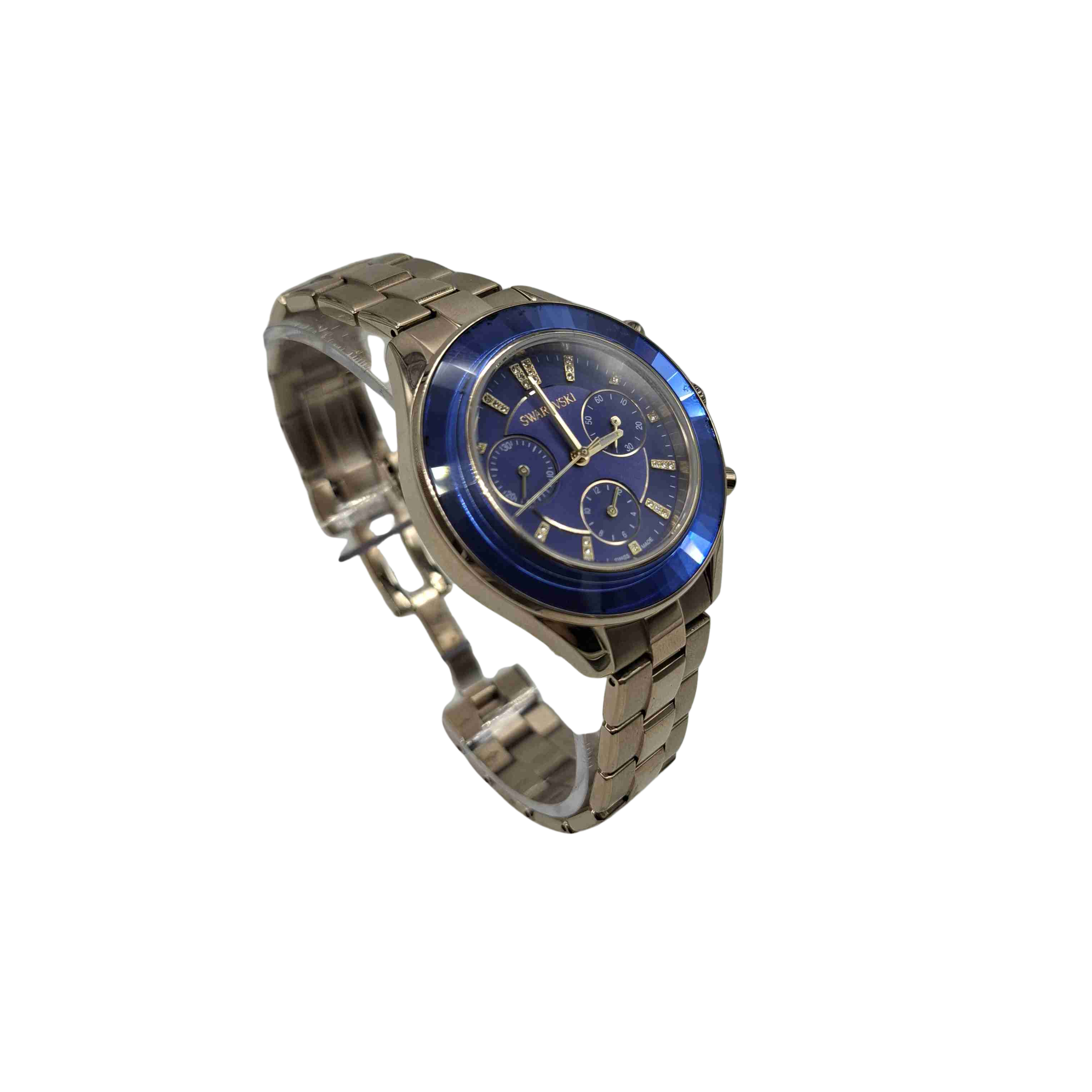 Swarovski Rose Gold Stainless Steel Blue Dial Analog Watch (WR 1428884)