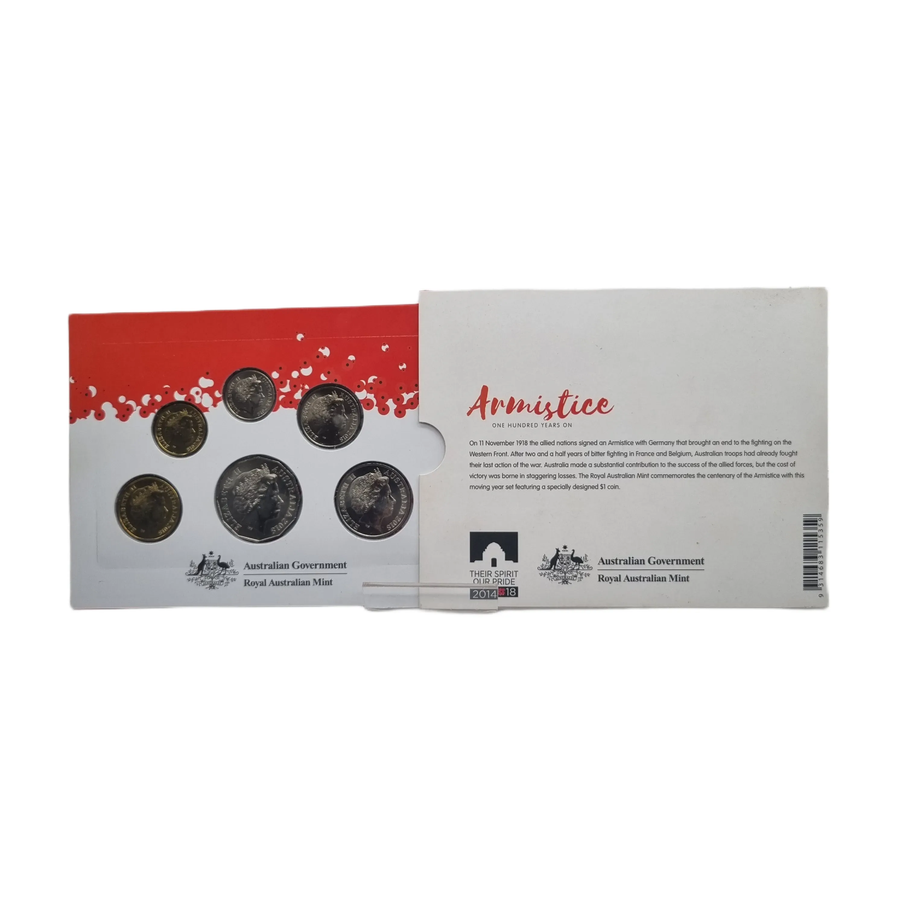 Royal Australian Mint 2018 Six Uncirculated Coin Set – Armistice Centenary 100 Years On