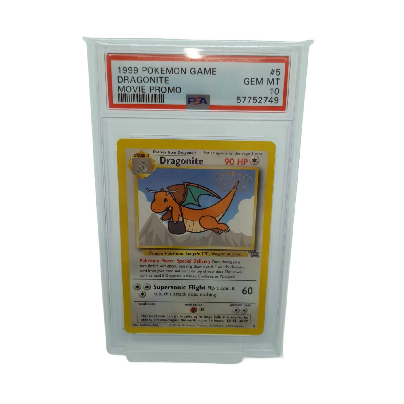 1999 Pokemon Movie Promo Trading Card Dragonite PSA Graded 10