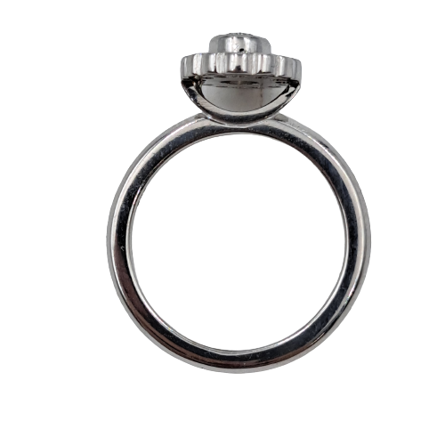 Ladies 18ct White Gold Diamond Cluster Ring with 15 Diamonds 5.45 Grams with Valuation Size L