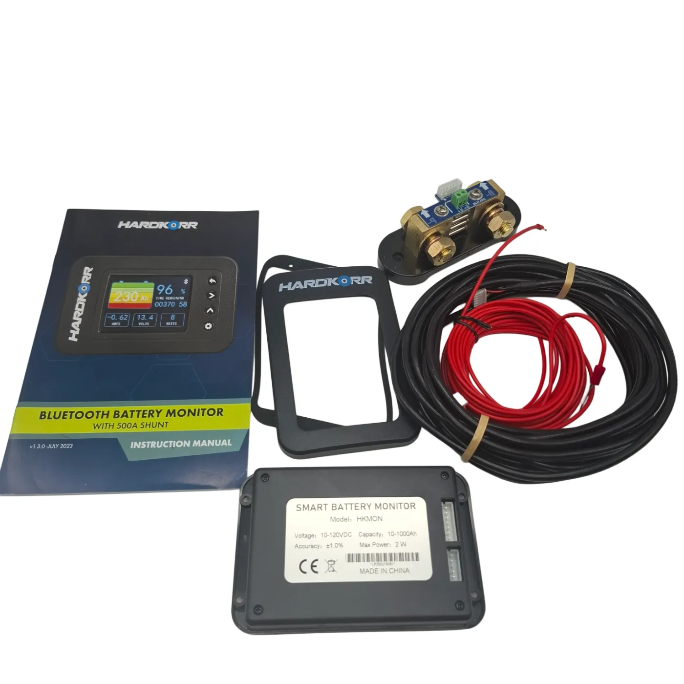 Hardkorr Battery Monitor HKMON + 500A Shunt 10-120V As New in Box with Accessories (WR)