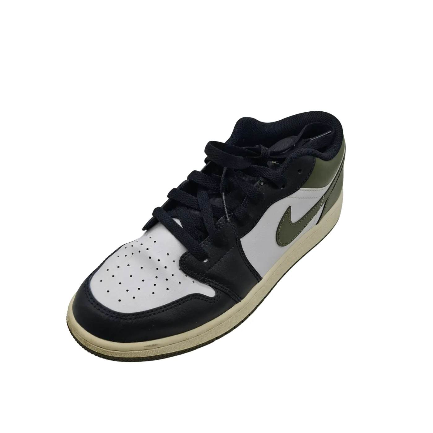 Nike Air Jordan 1 Low GS Black Medium Olive White 553560-092 Kids 7Y (WR 1421077)