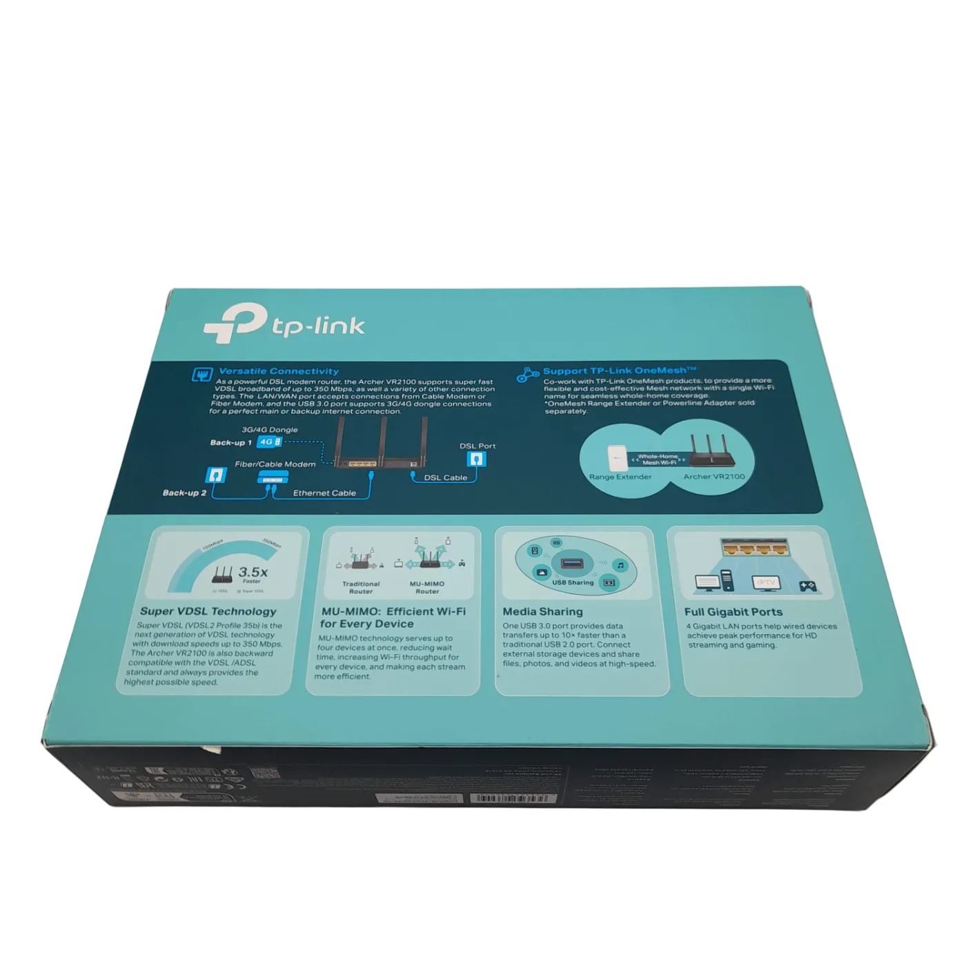 TP-LINK Archer VR2100 AC2100 Wireless MU-MIMO VDSL/ADSL Modem Router *As New* in Box With Power (WL1414069)