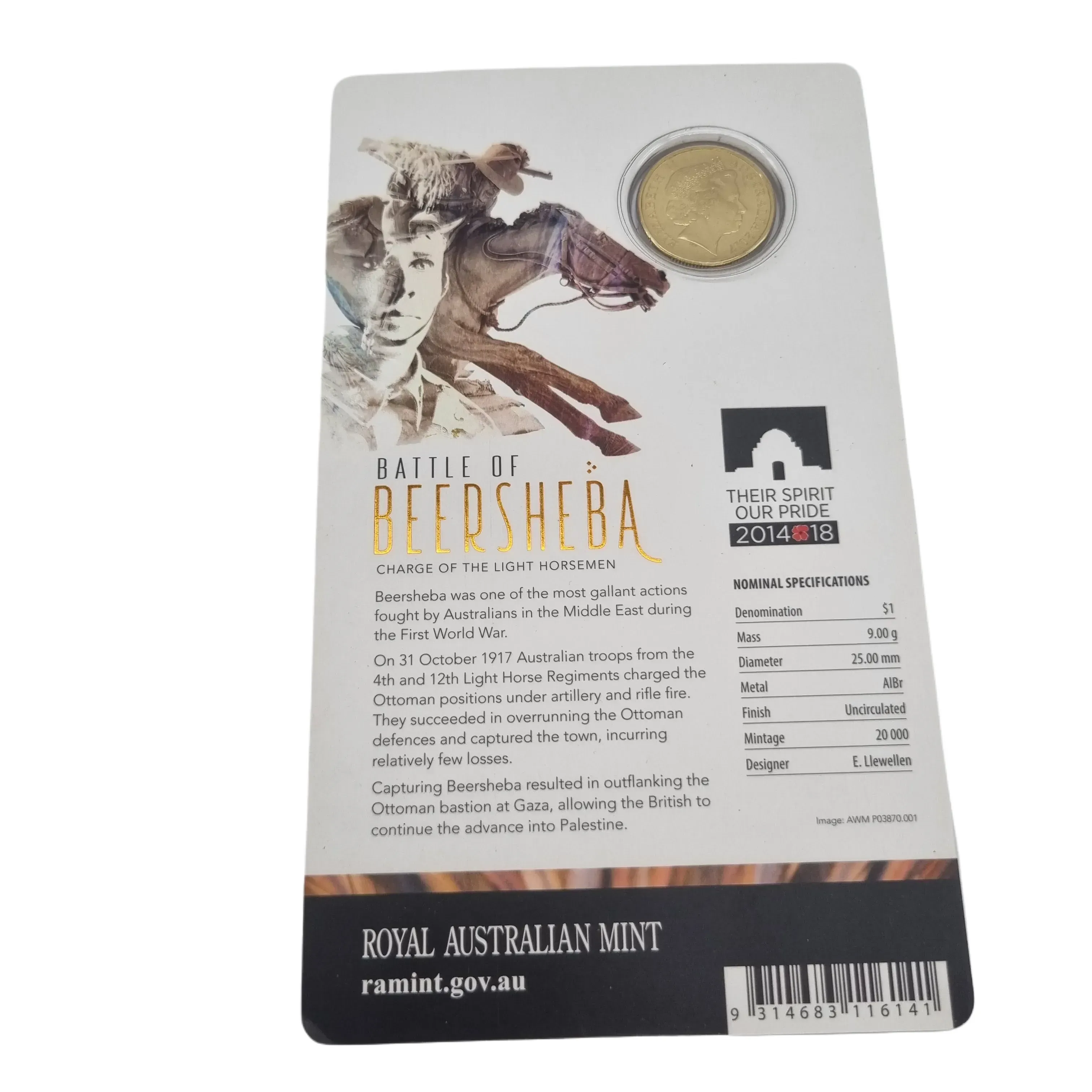 Royal Australian Mint – 2017 Battle Of Beersheba $1 Uncirculated Coin