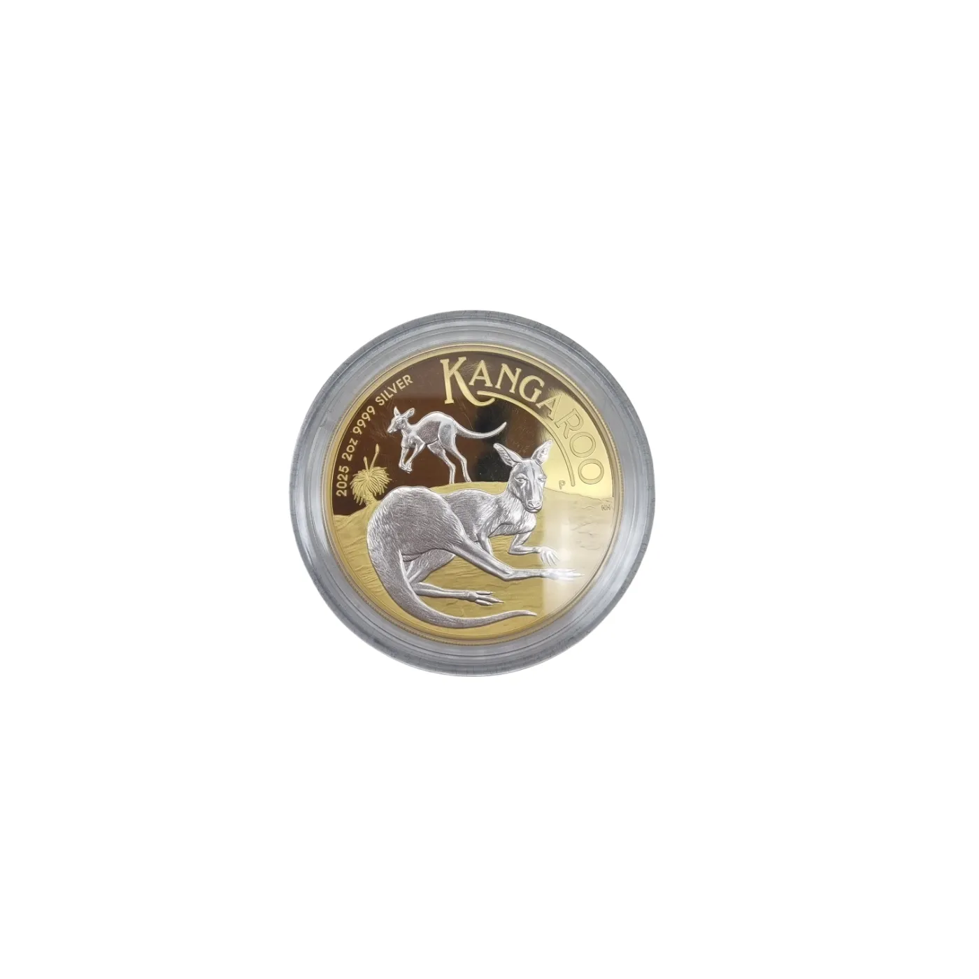 The Perth Mint 2025 2oz 9999 Silver Kangaroo Coin (Reverse Gilded) (WR 1403452)