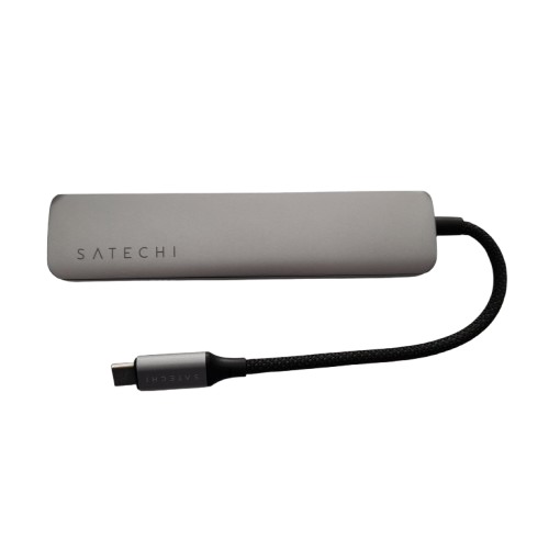 Satechi 6-in-1 USB-C Slim Multiport Adapter Black (ST-P6SK) in Box (LN)