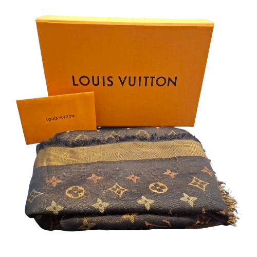 Louis Vuitton M75125 Monogram Shine Shawl Brown Gold (1423763) (JN)