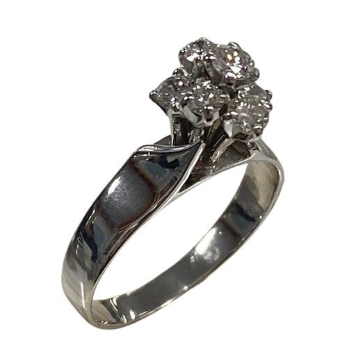 Ladies 18ct White Gold Diamond Cluster With 7 Round Brilliant Cut Diamons Claw Set In Tulip Spike Cluster. TDW 0.50ct. Size N. With Valuation Certificate.