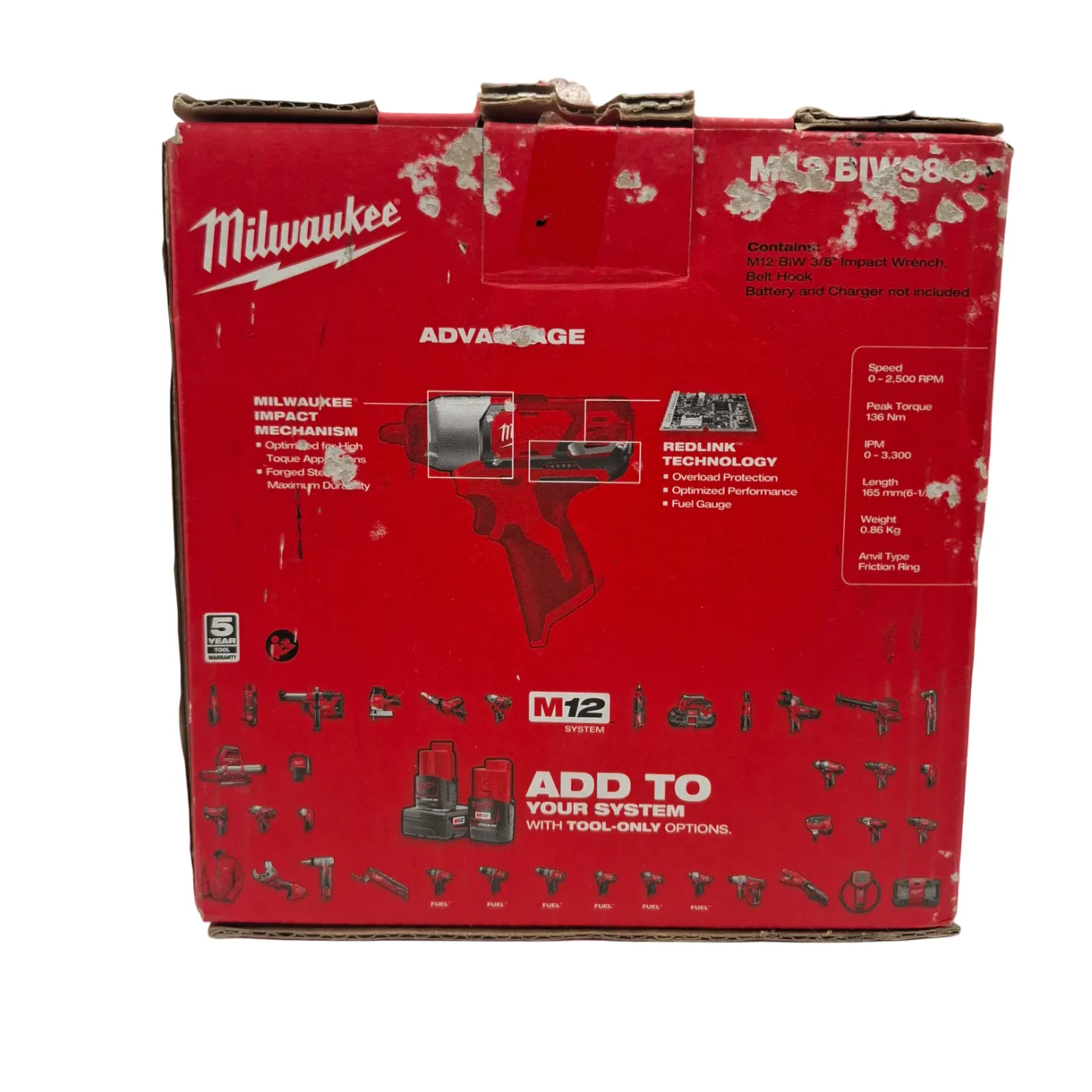 Milwaukee Impact Wrench M12 BIW38‑0 In Box (WR)