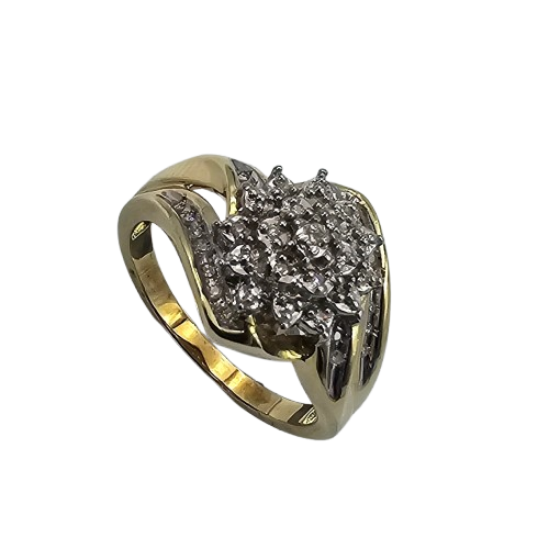 Ladies 9ct Yellow Gold Diamond Cluster Dress Ring 0.15ct TDW N With Valuation (MR)