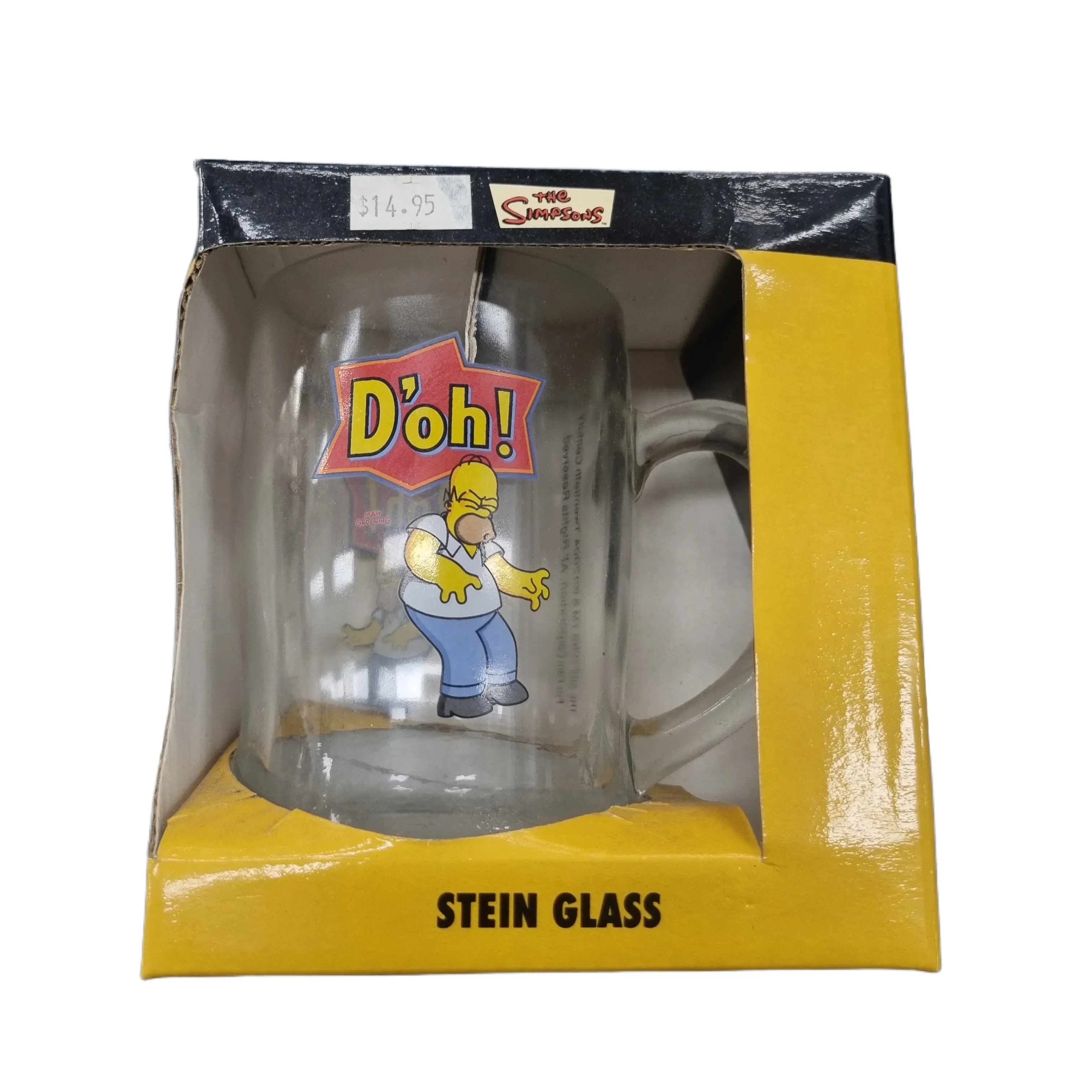 Simpsons Glass Mug Stein With Handle 2004 Homer D’oh!